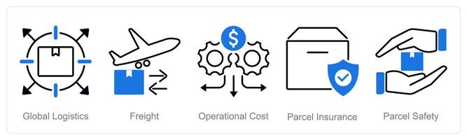 A set of 5 Logistics icons as green logistics, freight, operational cost vector