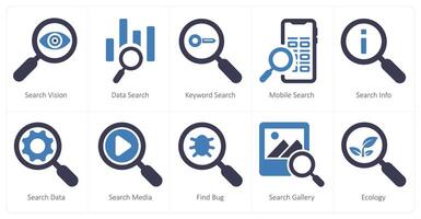A set of 10 web marketing icons as data search, keyword search, mobile search vector