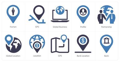 A set of 10 web marketing icons as human, gps, global business vector