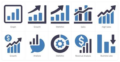 A set of 10 web marketing icons as graph, growth, statistics vector