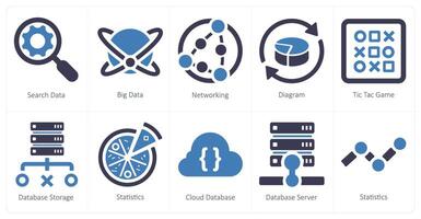 A set of 10 web marketing icons as search data, big data, networking vector