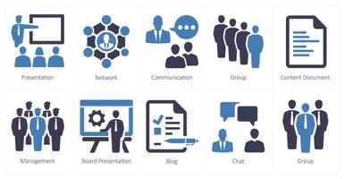 A set of 10 web marketing icons as presentation, network, communication vector