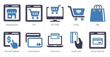 A set of 10 web marketing icons as shopping store, cart, cart page vector