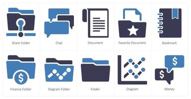 A set of 10 web marketing icons as share folder, chat, document vector