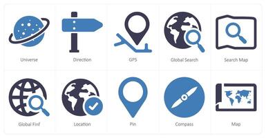 A set of 10 web marketing icons as universe, direction, gps vector