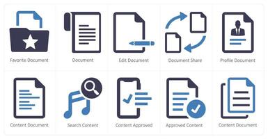 A set of 10 web marketing icons as favorite document, document, edit document vector