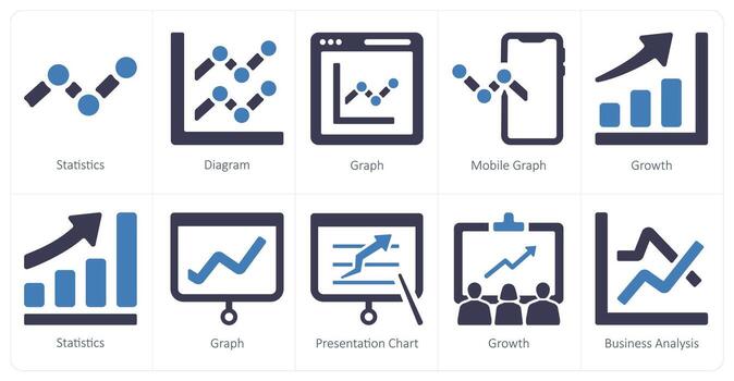 A set of 10 web marketing icons as statistics, diagram, graph vector
