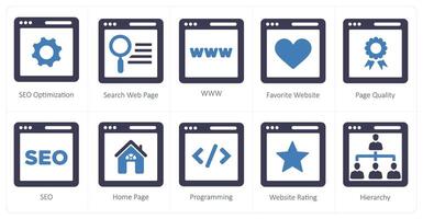 A set of 10 web marketing icons as seo optimization, search webpage, www vector