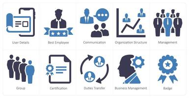 A set of 10 web marketing icons as user details, best employee, communication vector