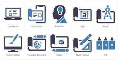 A set of 10 web marketing icons as user details, creativity, style vector
