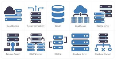 A set of 10 web marketing icons as cloud hosting, server connectivity, server vector