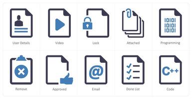 A set of 10 File icons as download, upload, file download vector