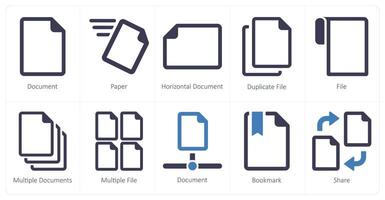 A set of 10 File icons as document, paper, horizontal document vector