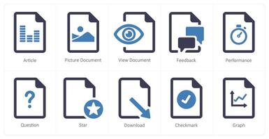 A set of 10 File icons as article, picture document, view document vector