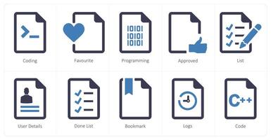 A set of 10 File icons as coding, favorite, programming vector