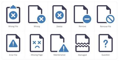 A set of 10 File icons as wrong file, wrong, delete vector