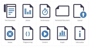 A set of 10 File icons as text document, article, performance vector