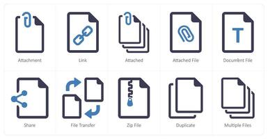 A set of 10 File icons as attachment, link, attached vector