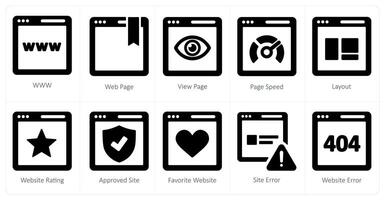 A set of 10 web marketing icons as www, webpage, view page vector