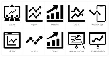A set of 10 web marketing icons as growth, diagram, statistics vector
