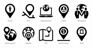 A set of 10 web marketing icons as human, gps, global business vector
