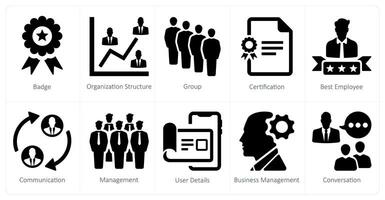 A set of 10 web marketing icons as badge, organization structure, group vector