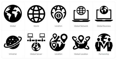 A set of 10 web marketing icons as global, world, location vector