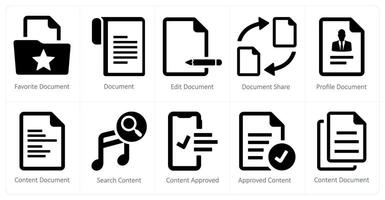 A set of 10 web marketing icons as favorite document, document, edit document vector