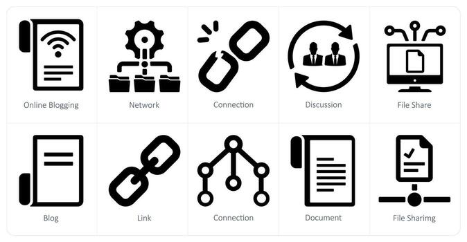 A set of 10 web marketing icons as online blogging, network, connection vector