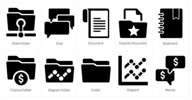 A set of 10 web marketing icons as share folder, chat, document vector