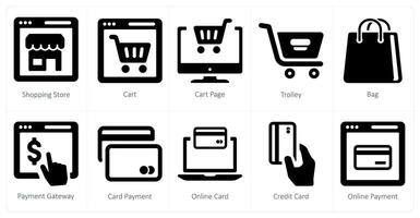 A set of 10 web marketing icons as shopping store, cart, cart page vector