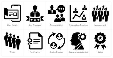 A set of 10 web marketing icons as user details, best employee, communication vector
