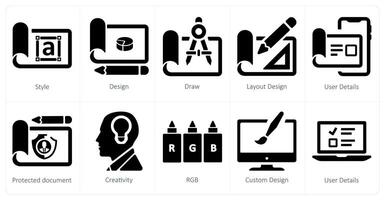 A set of 10 web marketing icons as style, design, draw vector