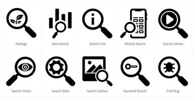 A set of 10 web marketing icons as ecology, data search, search info vector
