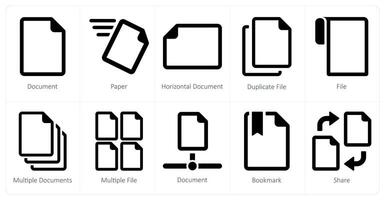 A set of 10 File icons as document, paper, horizontal document vector