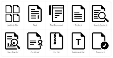 A set of 10 File icons as multiple file, text, text document vector