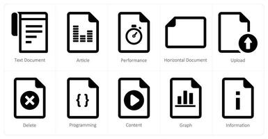 A set of 10 File icons as text document, article, performance vector