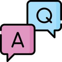 two speech bubbles with the letter q and a vector