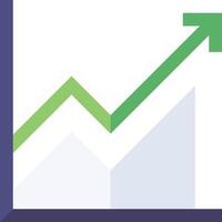 a green arrow is going up on a graph vector