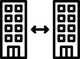 two buildings with a single arrow pointing to the other vector