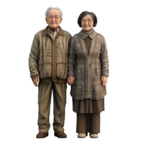 An Elderly couple Standing together on a transparent background Generative-AI png