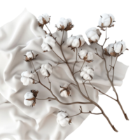 A Branch of Cotton Plant Isolated on transparent backgroundGenerative-AI png