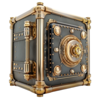 Golden Safe Box with a lock on it Generative-AI png