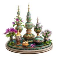 A set of Vases and Flowers on a table Generative-AI png