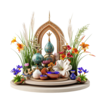 An image of a Religious shrine with Flowers and Plants Generative-AI png