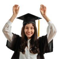 A Graduate student in a graduation Gown and Cap on transparent Background Generative-AI png