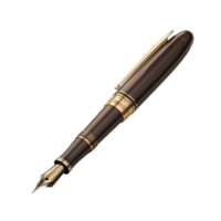 A Pen with a Gold nib and a Black body on transparent Background Generative-AI png