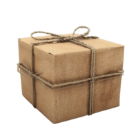 3D Rendering of a Brown Paper Wrapped Gift Box on Transparent BackgroundGenerative-AI png
