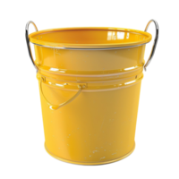 Yellow Bucket With Metal Handle on White Background On a White or Clear Surface Transparent Background Generative-AI png