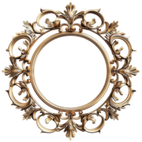 Golden vintage frame isolated on transparent background Generative-AI png